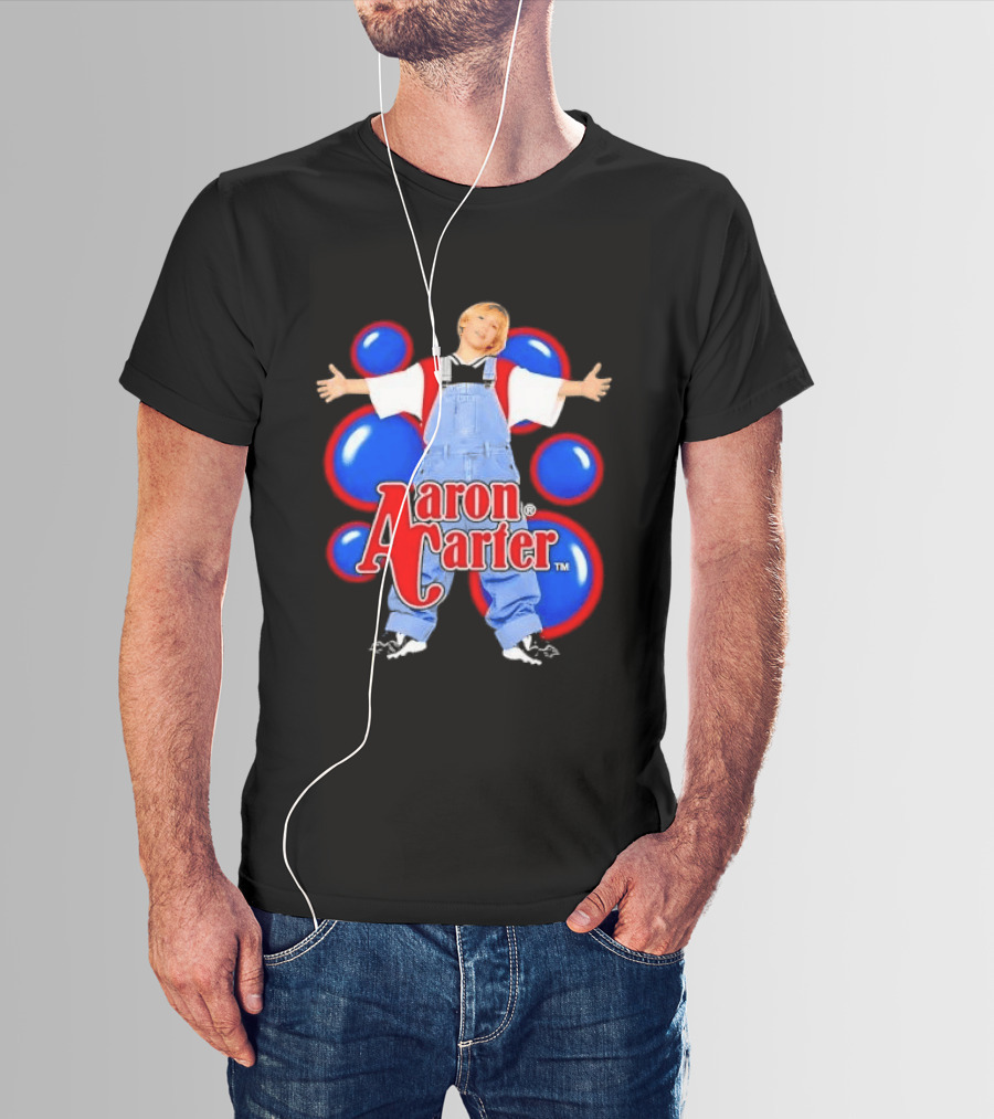 Aaron Carter Denim Overalls Bubbles Photo Bootleg T-Shirt