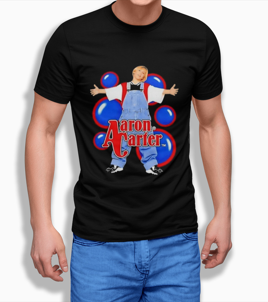 Aaron Carter Denim Overalls Bubbles Photo Bootleg T-Shirt