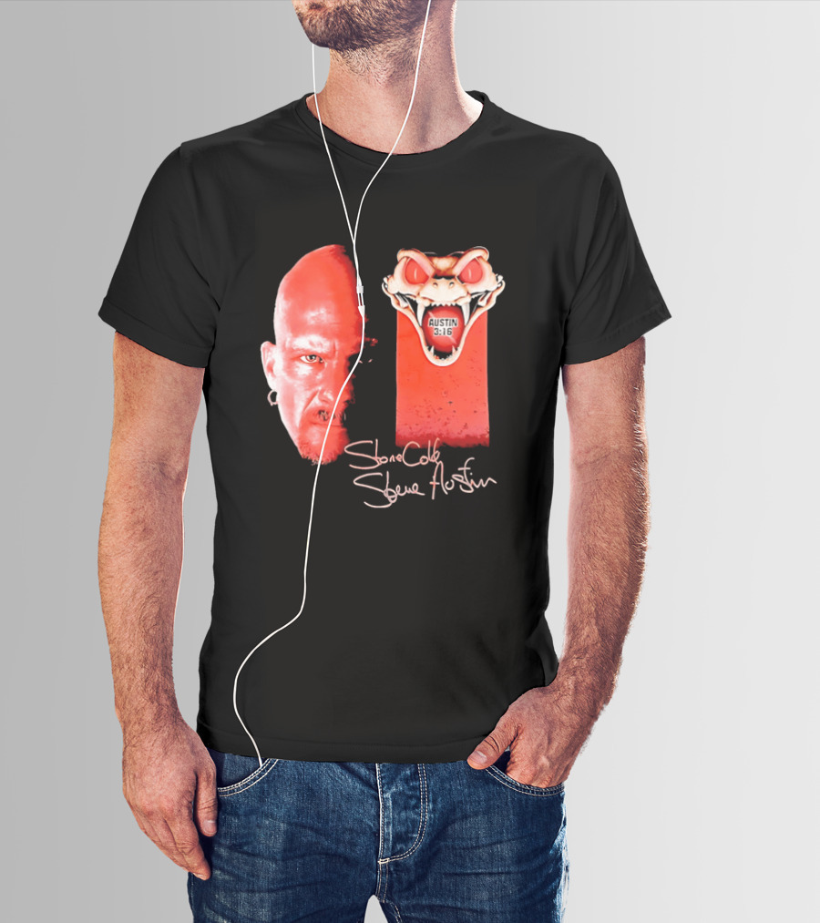 Austin 3 16 Stone Cold Steve Red Rattlesnake Head Signature T-Shirt
