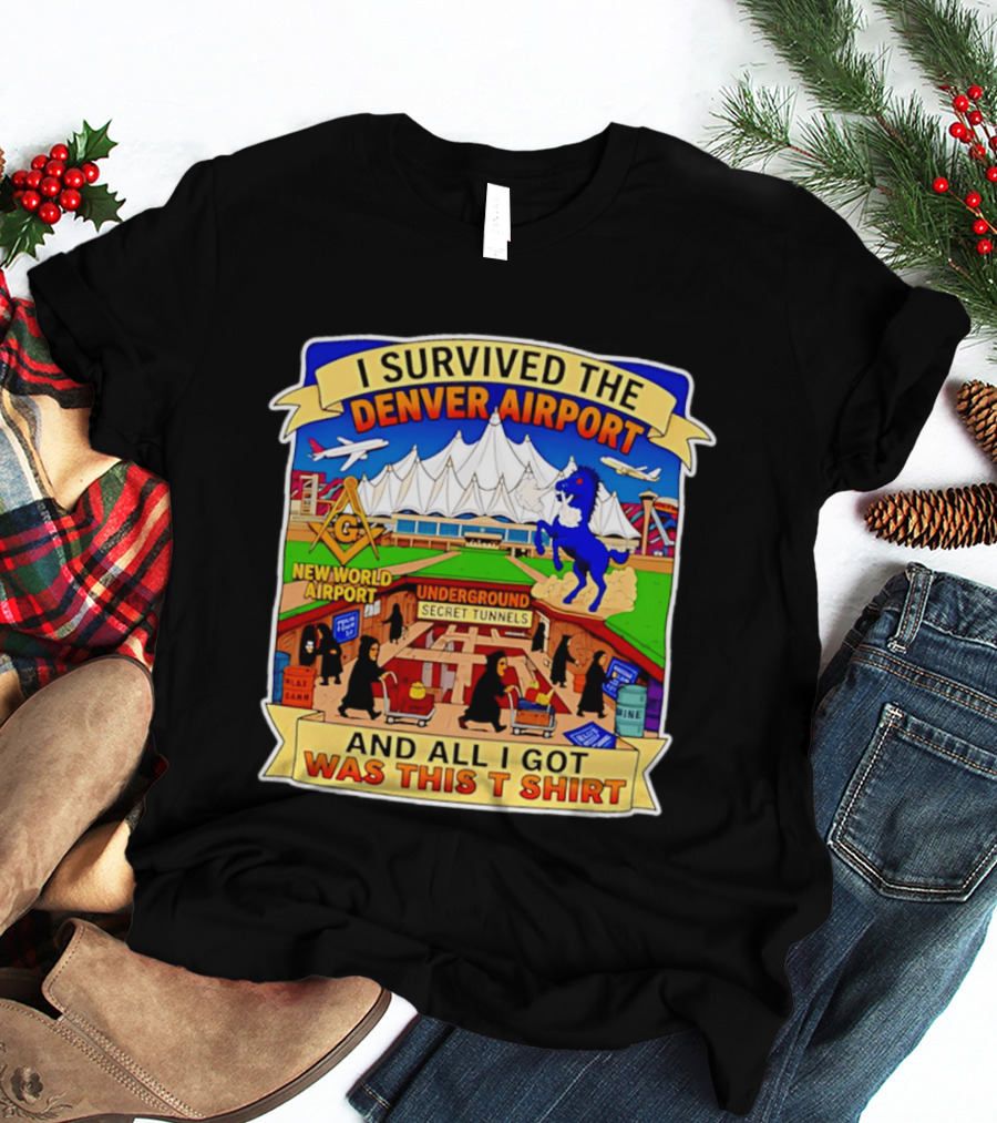 I Survived The Denver Airport Underground Secret Tunnels New World And All I Got Was This T T-Shirt