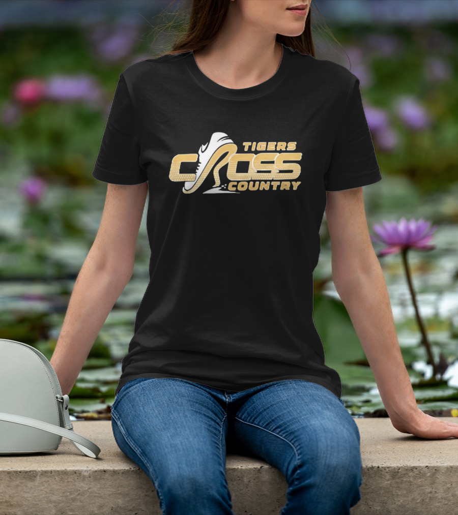 Tigers Cross Country Running Shoe Gold Brick Texture T-Shirt