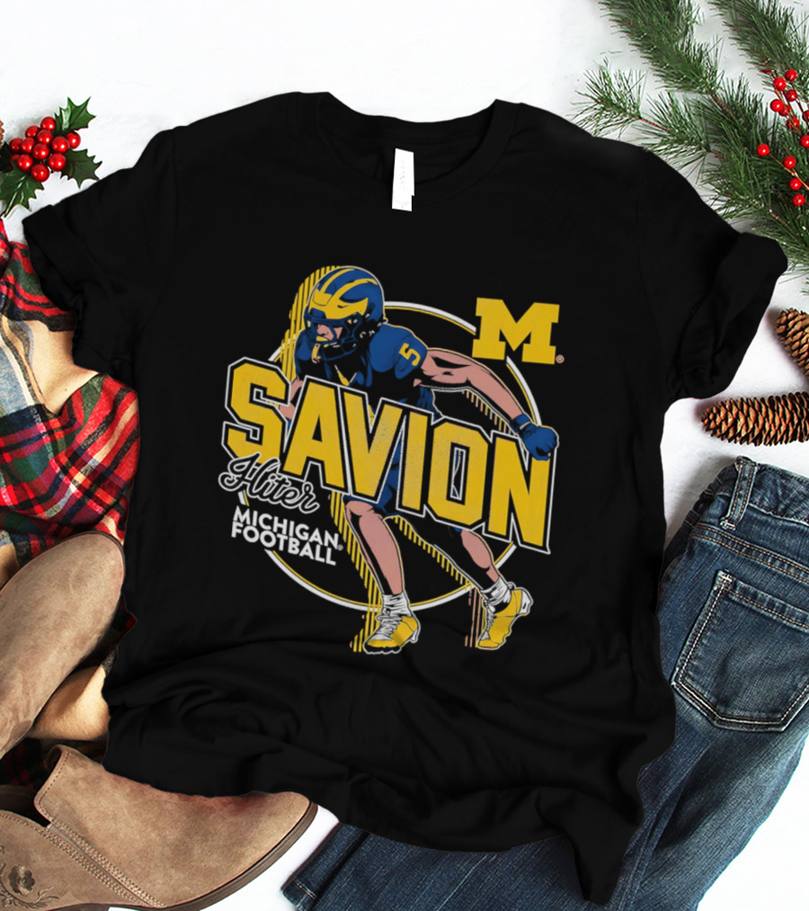 Michigan Wolverines Savion Hiter Number 5 Player Football M T-Shirt
