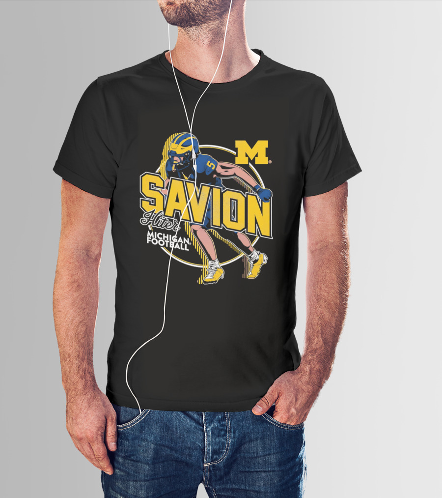 Michigan Wolverines Savion Hiter Number 5 Player Football M T-Shirt