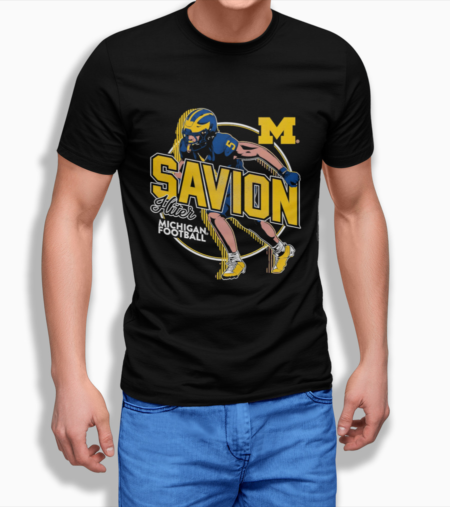 Michigan Wolverines Savion Hiter Number 5 Player Football M T-Shirt