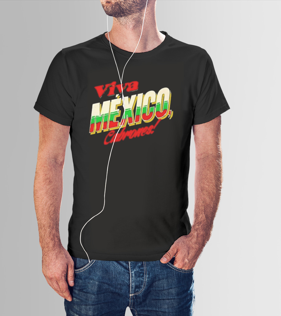 Viva México Cabrones Tricolor 3D Block Lettering T-Shirt