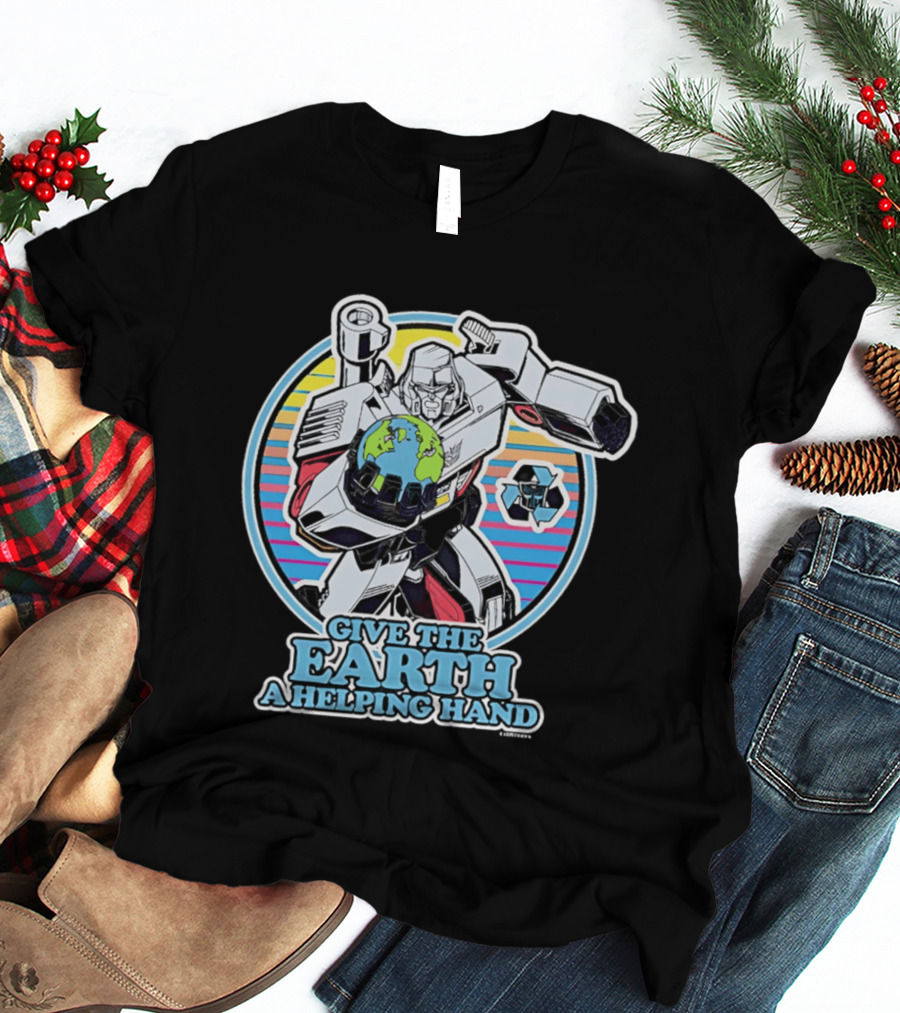 Give The Earth A Helping Hand Megatron With Recycling Symbol Transformers T-Shirt