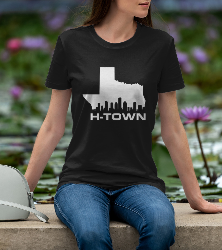 H Town Texas Map Houston Skyline T-Shirt