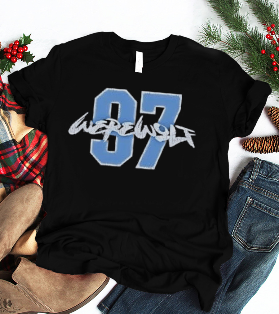 Werewolf 97 Blue Athletic Jersey Number Distressed T-Shirt