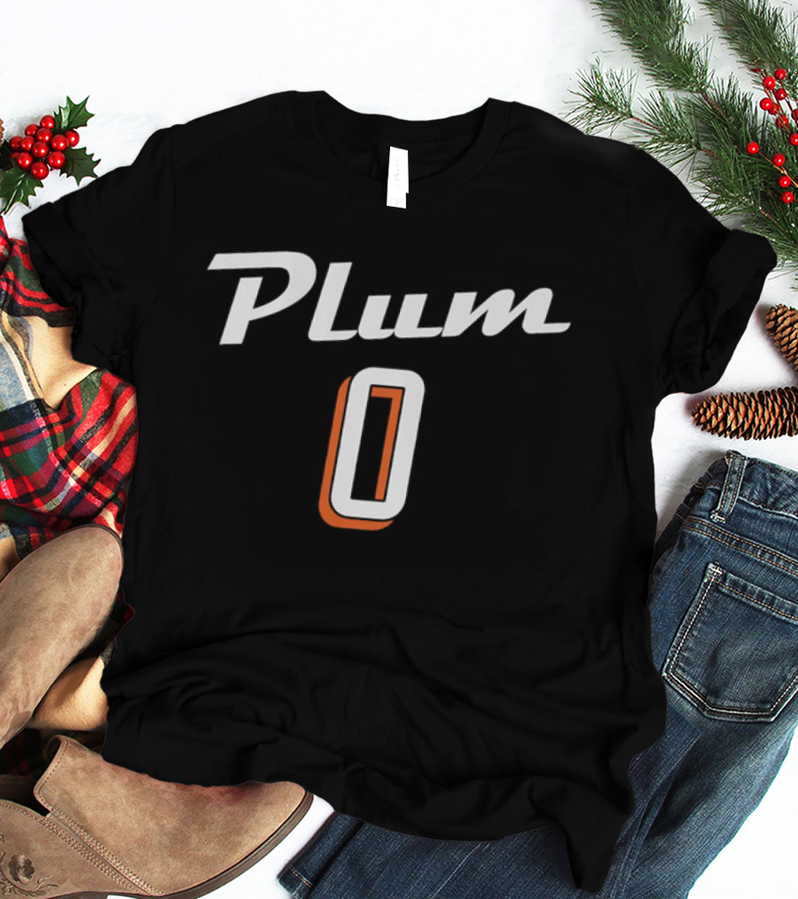 Plum 0 Jersey White Script Rust Shadow Player Name T-Shirt
