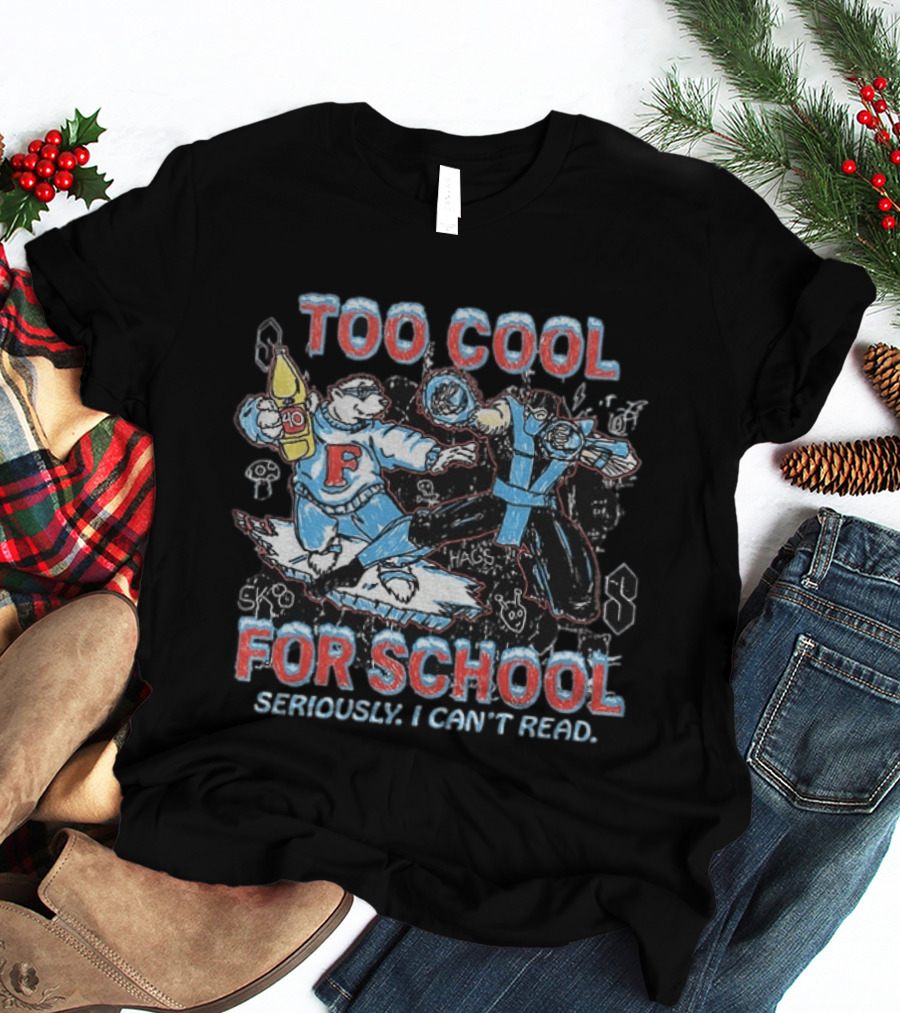 Too Cool For School Polar Bear Seriously I Can't Read T-Shirt