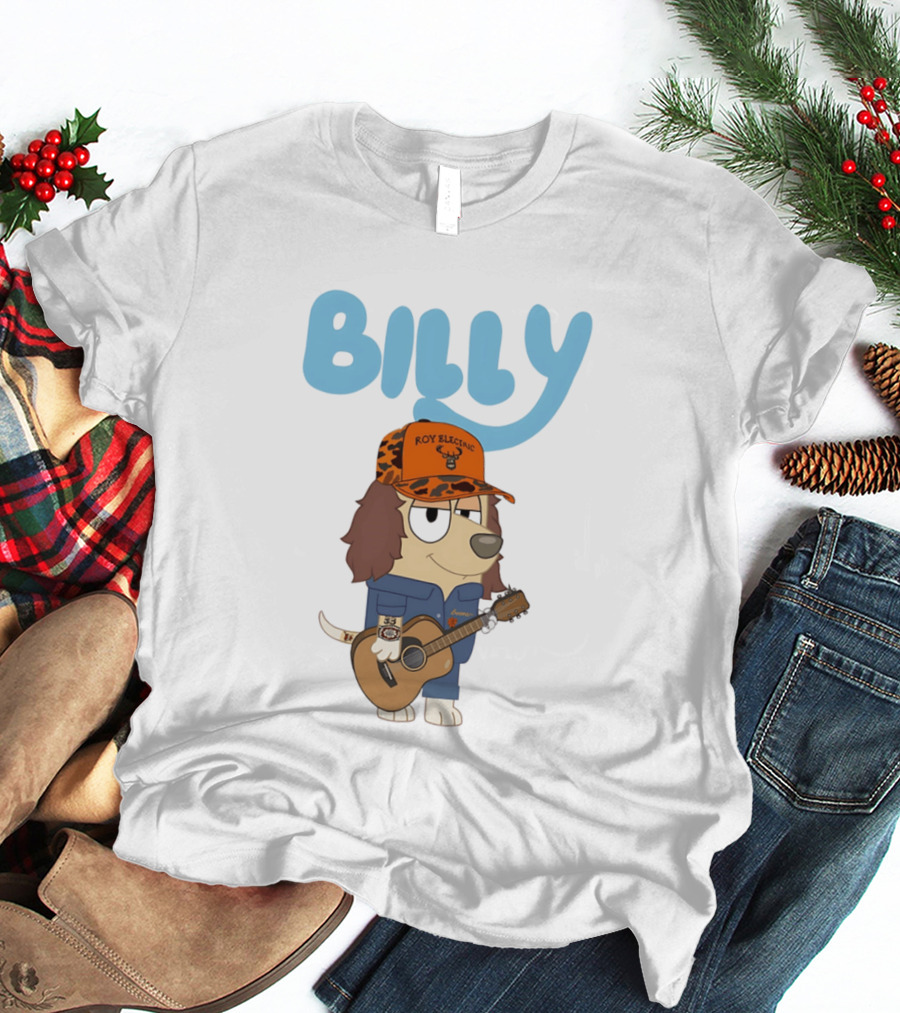 Billy Roy Electric Boomer Character With Guitar And Hat T-Shirt