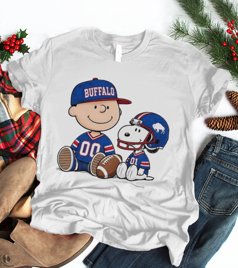 Charlie Brown Snoopy Buffalo 00 01 Football Team Cartoon Sports Fan Gear T-Shirt