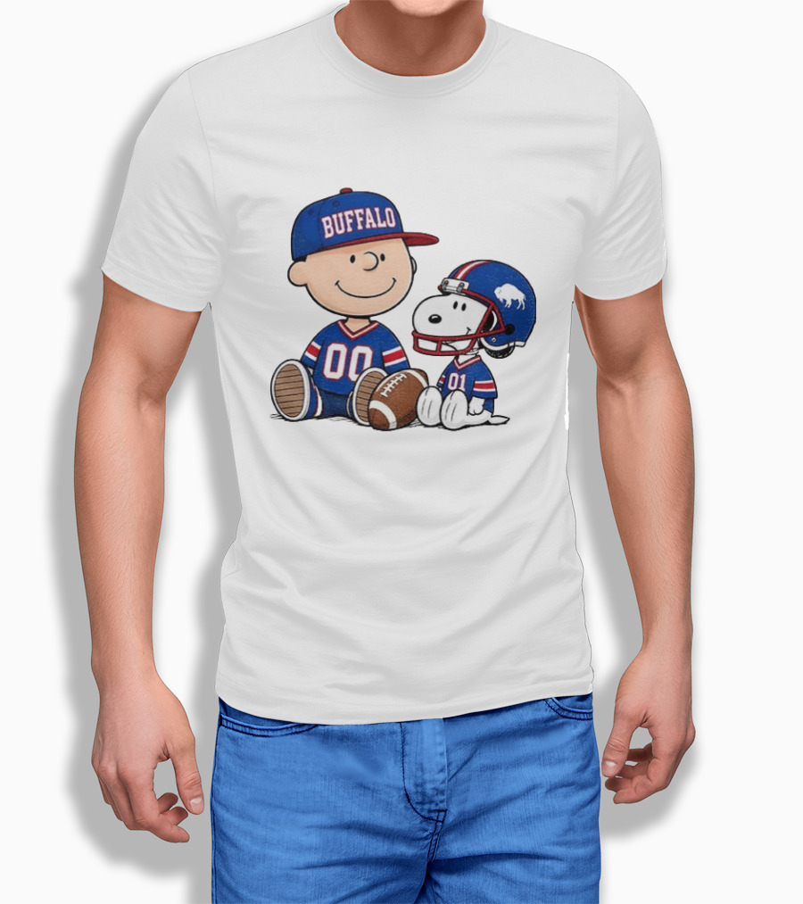 Charlie Brown Snoopy Buffalo 00 01 Football Team Cartoon Sports Fan Gear T-Shirt