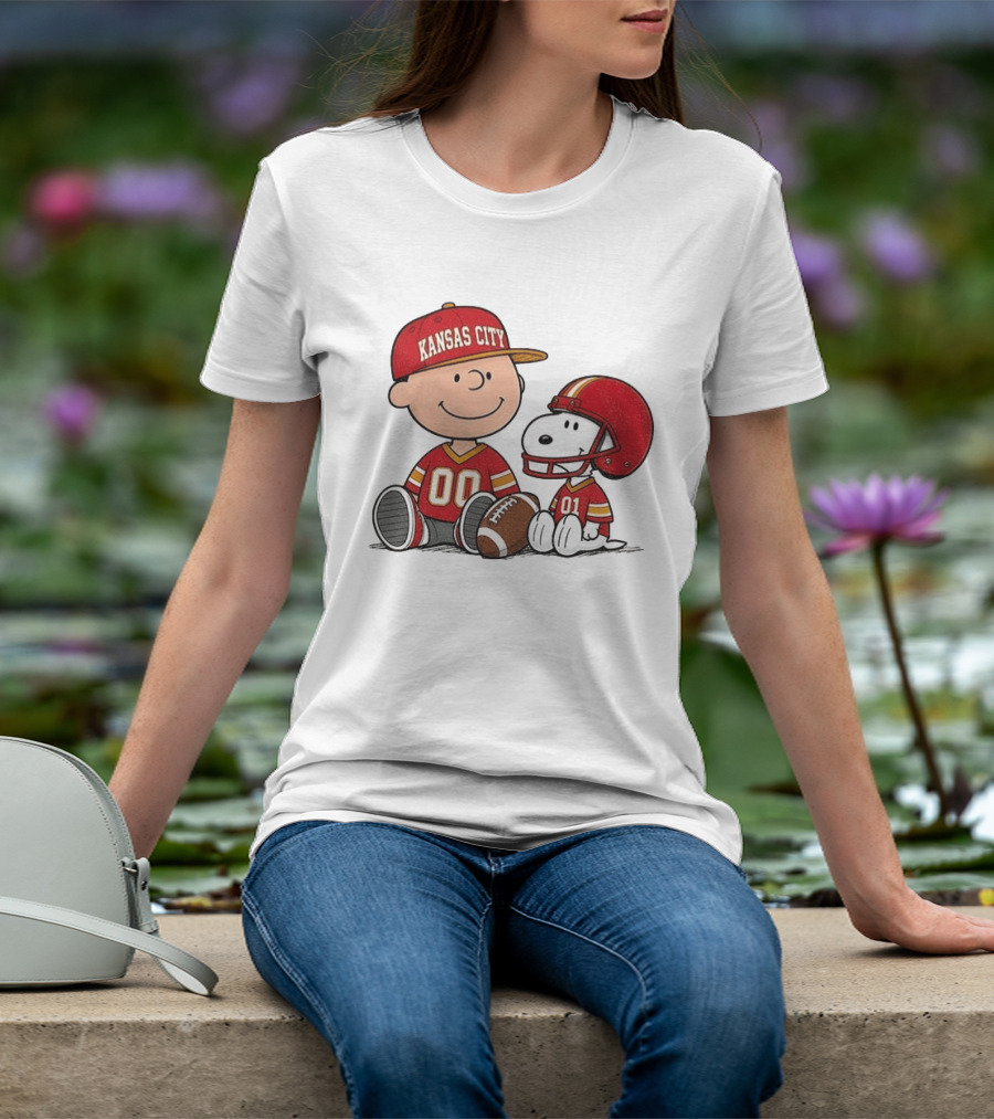 Kansas City Football With Charlie Brown And Snoopy Players T-Shirt