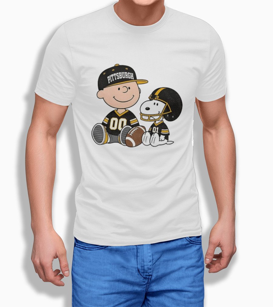 Pittsburgh Football Charlie Brown Snoopy Pigskin Player T-Shirt