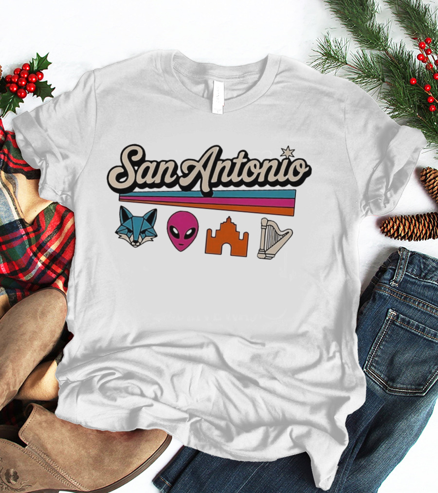 San Antonio Fox Alien Castle Harp Spurs Basketball T-Shirt