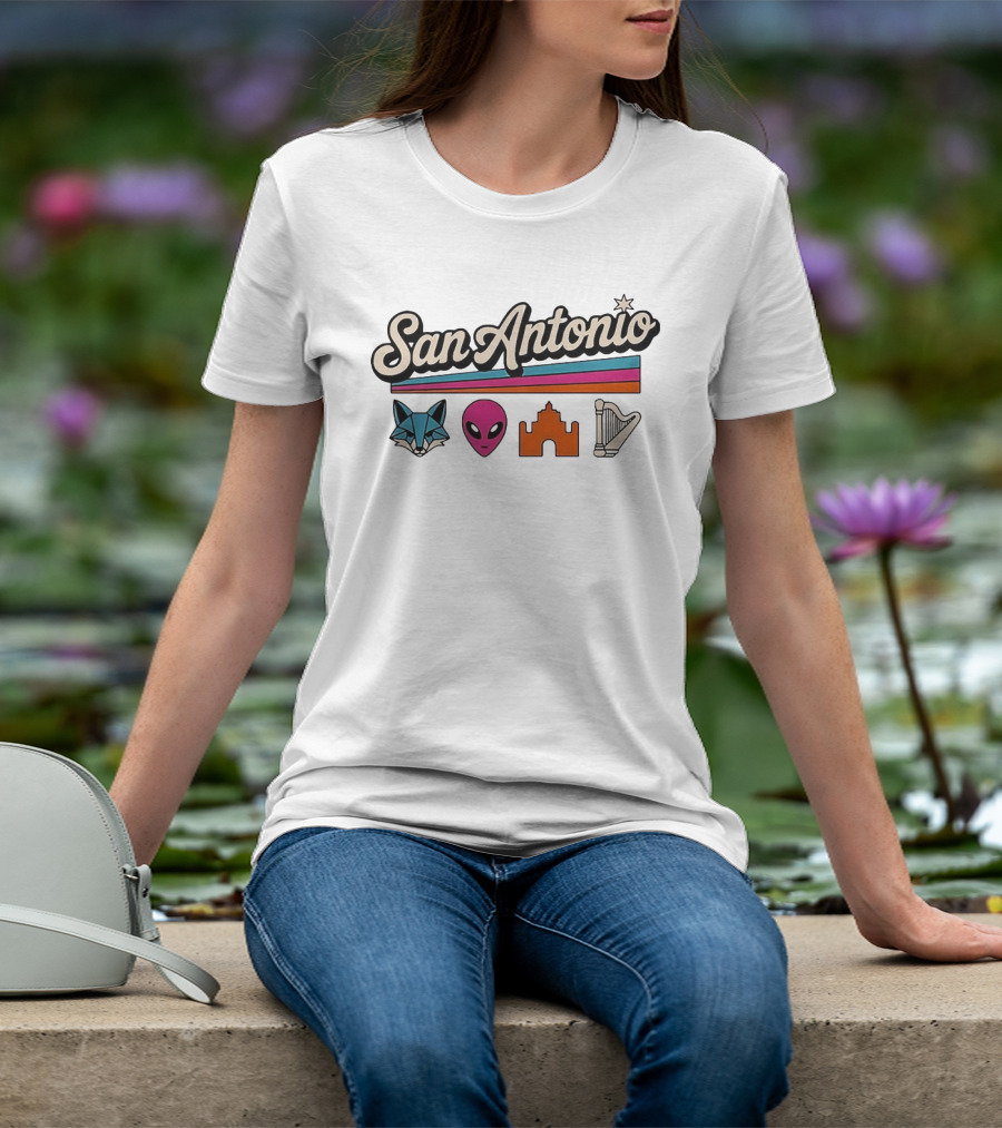 San Antonio Fox Alien Castle Harp Spurs Basketball T-Shirt