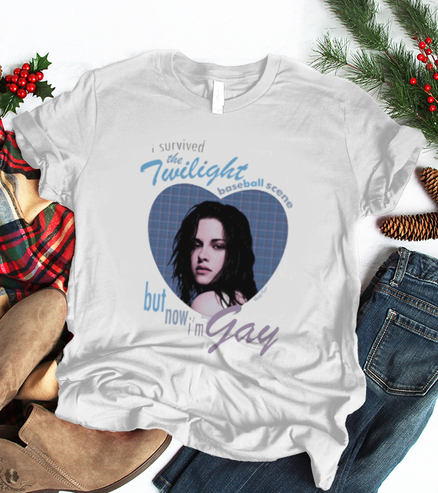 I Survived The Twilight Baseball Scene But Now I'm Gay Twilight Baseball Scene With Iconic Character In Heart Frame T-Shirt