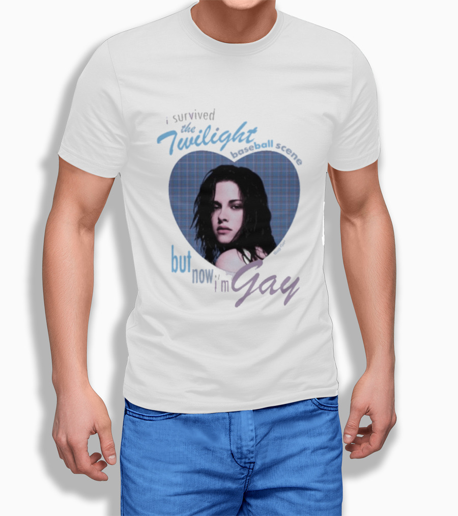 I Survived The Twilight Baseball Scene But Now I'm Gay Twilight Baseball Scene With Iconic Character In Heart Frame T-Shirt