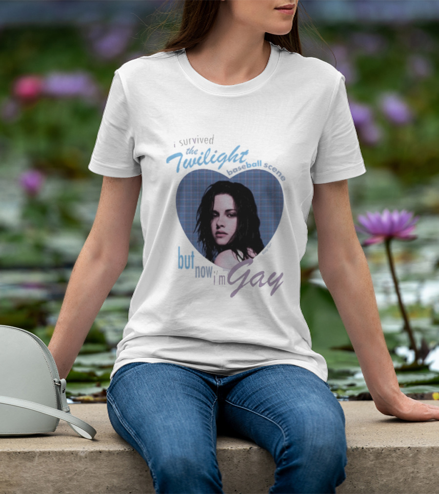 I Survived The Twilight Baseball Scene But Now I'm Gay Twilight Baseball Scene With Iconic Character In Heart Frame T-Shirt