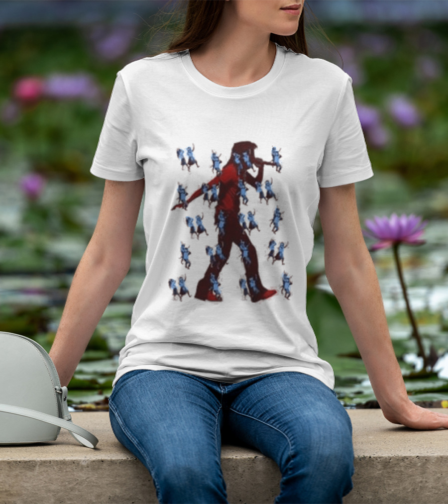 JID Faded White God Does Like Ugly J.I.D. GDLU Blue Floral Shadow T-Shirt