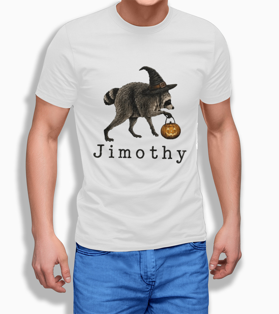 Jimothy Raccoon Witch Hat Pumpkin Candy Bucket T-Shirt