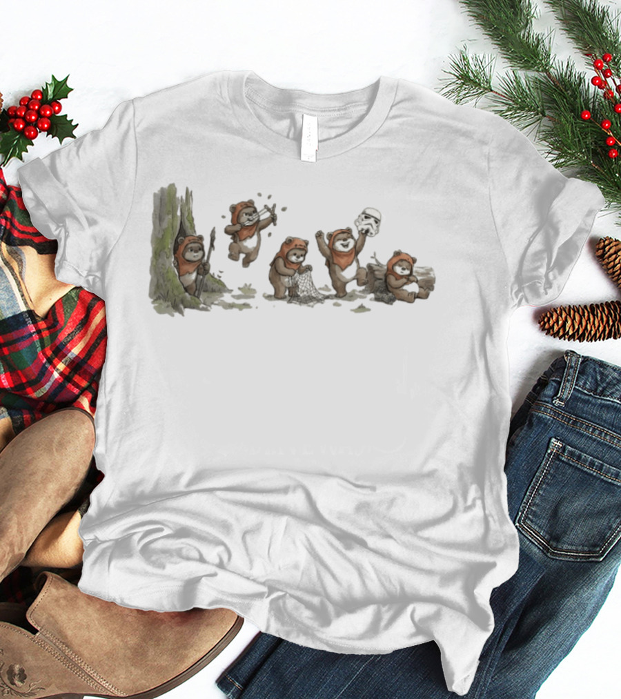Panda In Star Wars Ewok Costume With Stormtrooper Helmet Adventure T-Shirt