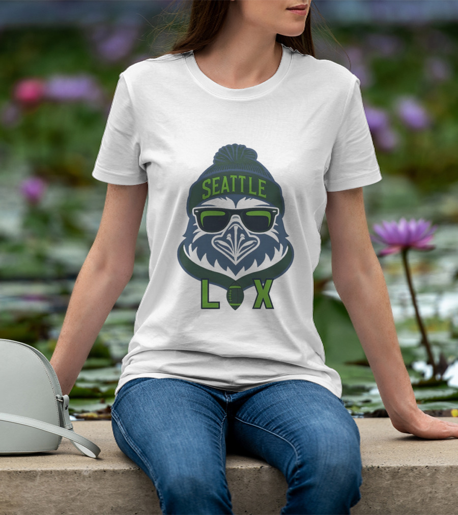Seattle Seahawk LIX Game Day Beanie Sunglasses Football T-Shirt