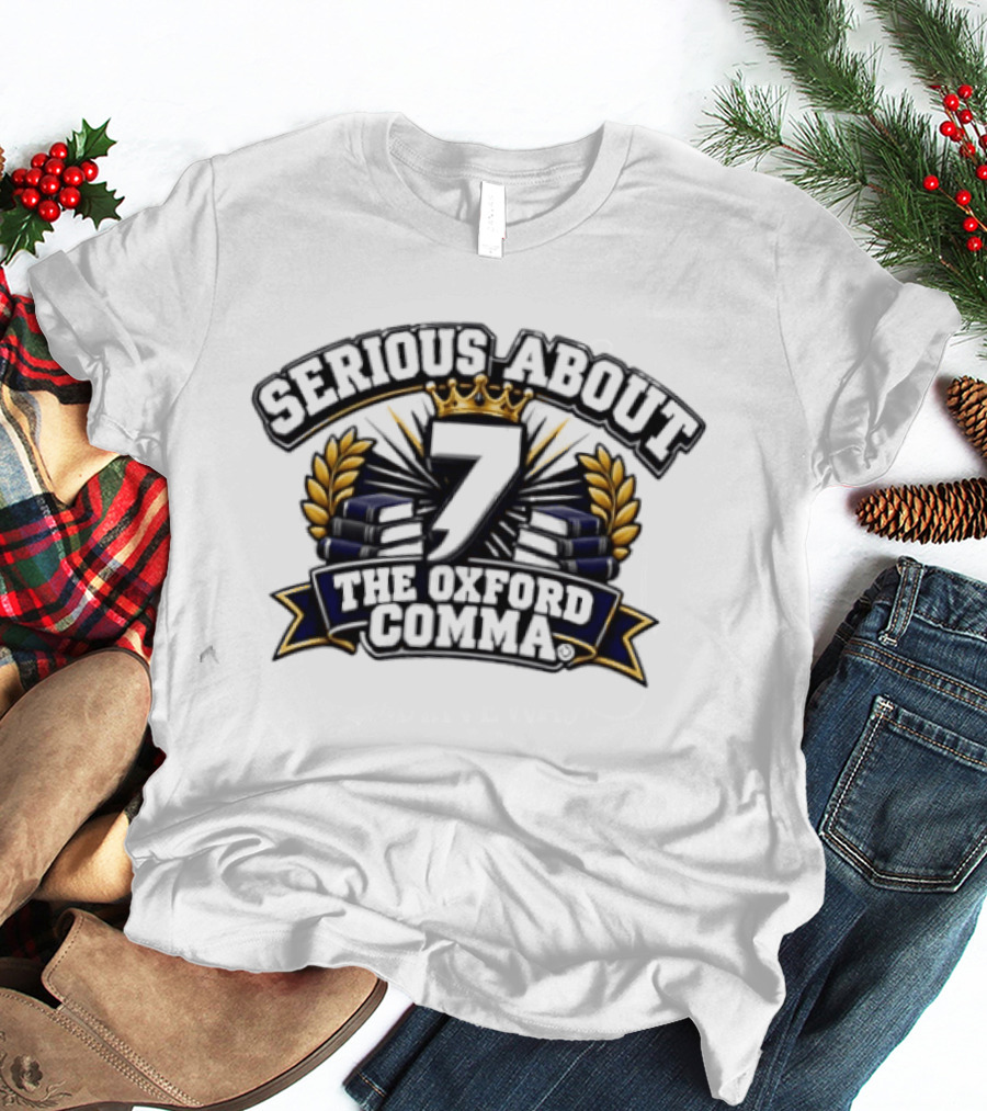 Serious About The Oxford Comma Crown Laurel Lightning T-Shirt