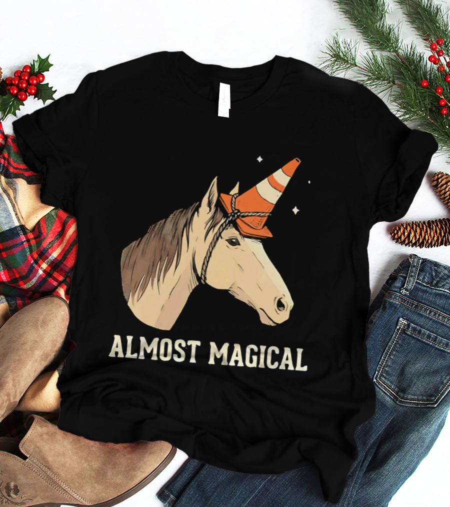 Almost Magical Horse With Traffic Cone Hat T-Shirt