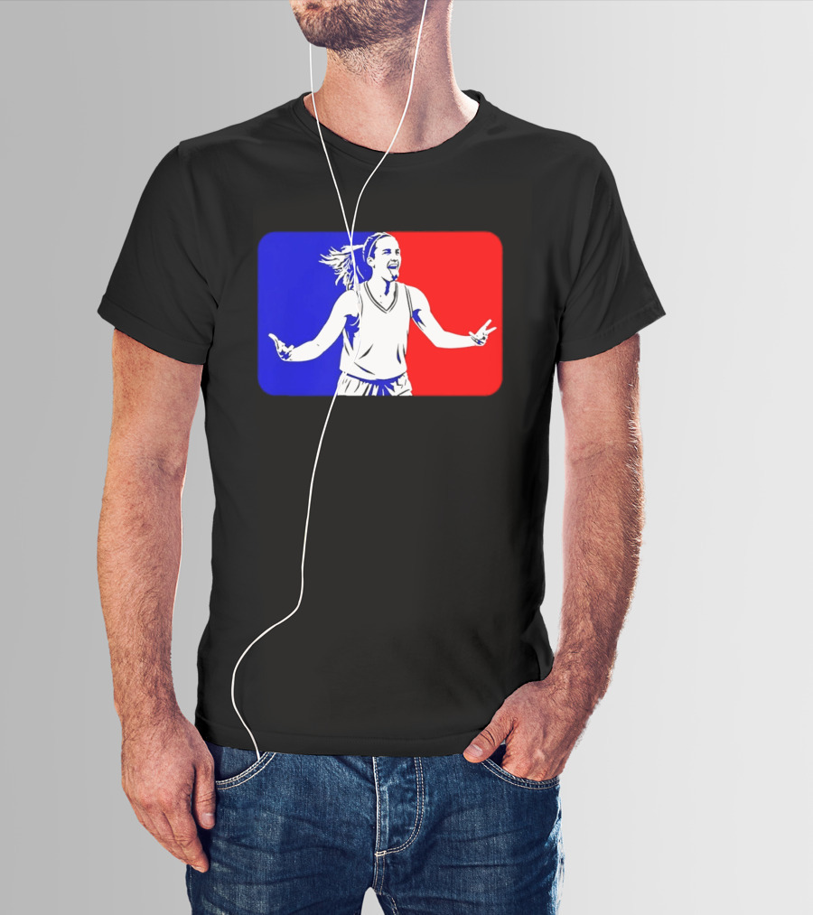 Caitlin Clark Basketball Player Silhouette In Iconic Red And Blue T-Shirt