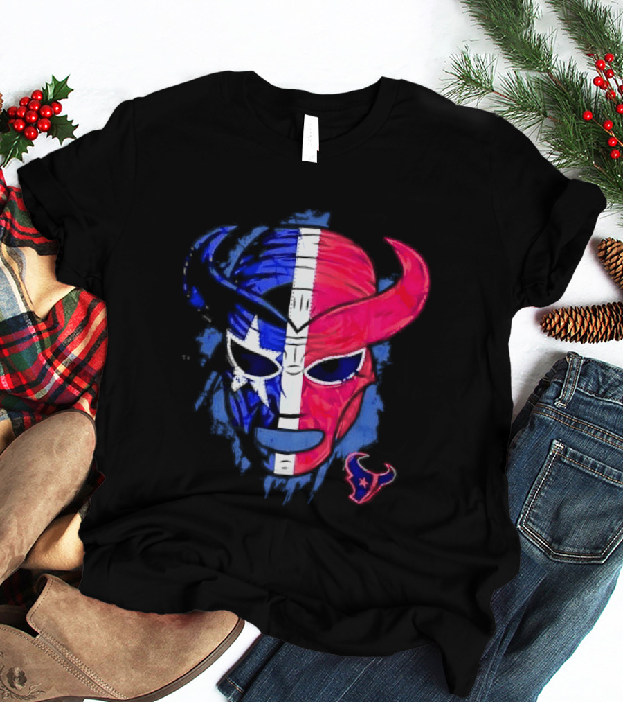 Houston Texans Distressed Lucha Libre Mask Texas Flag T-Shirt