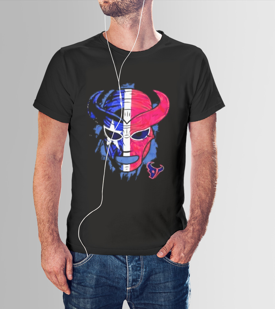 Houston Texans Distressed Lucha Libre Mask Texas Flag T-Shirt