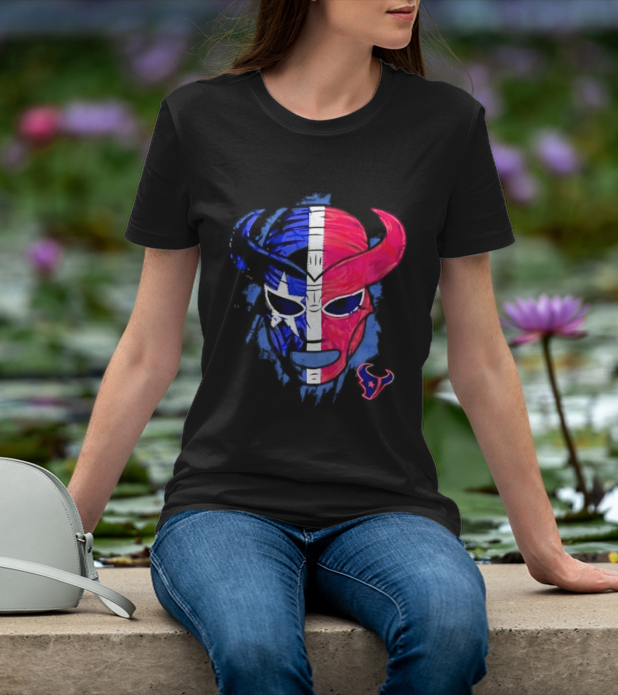 Houston Texans Distressed Lucha Libre Mask Texas Flag T-Shirt