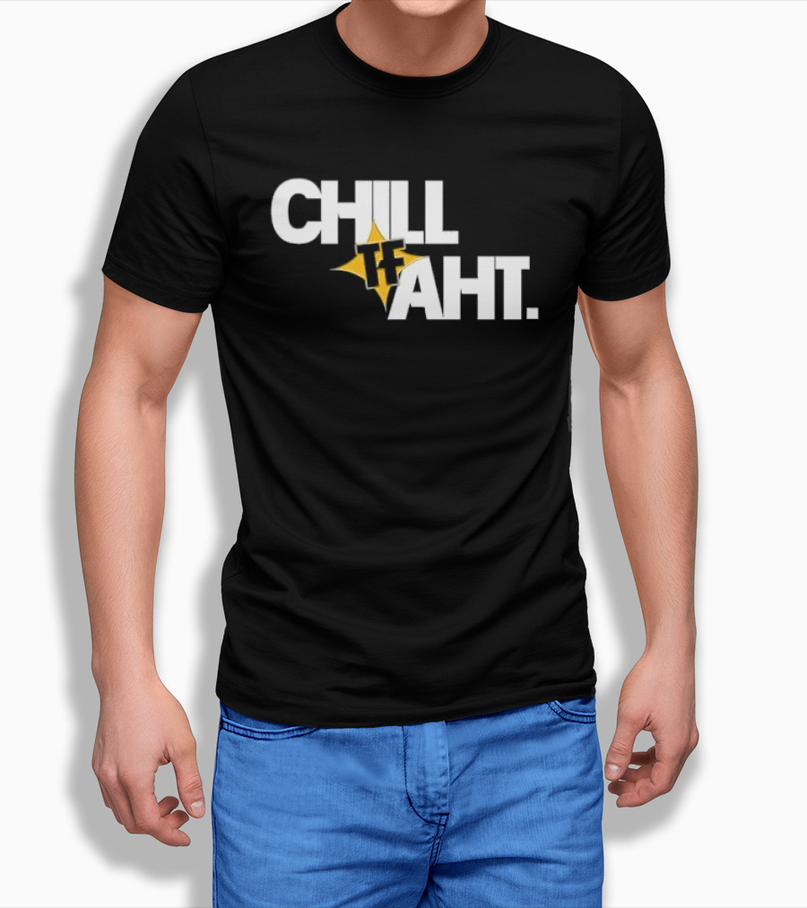 Chill Tf Aht 3D Block Lettering Yellow Pointed Star T-Shirt