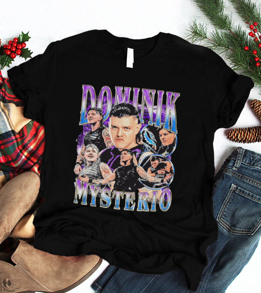 Dominik Mysterio Wrestler Photo Collage Metallic Gradient T-Shirt