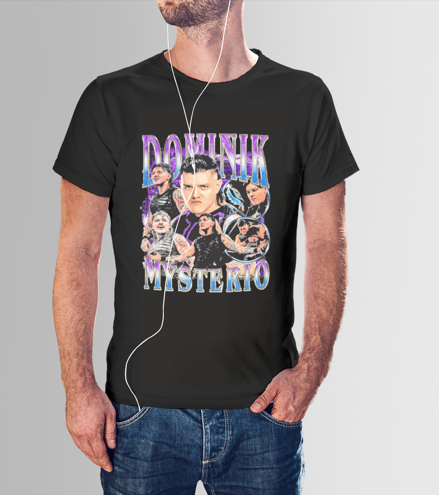Dominik Mysterio Wrestler Photo Collage Metallic Gradient T-Shirt