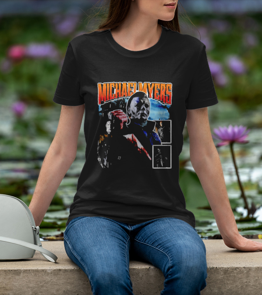 Michael Myers Bootleg Collage Mask Bloody Knife House T-Shirt