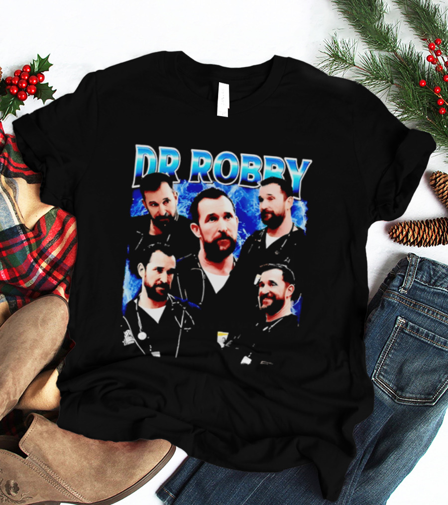 Dr Robby Bearded Male Doctor Scrubs Stethoscope Photo Collage T-Shirt