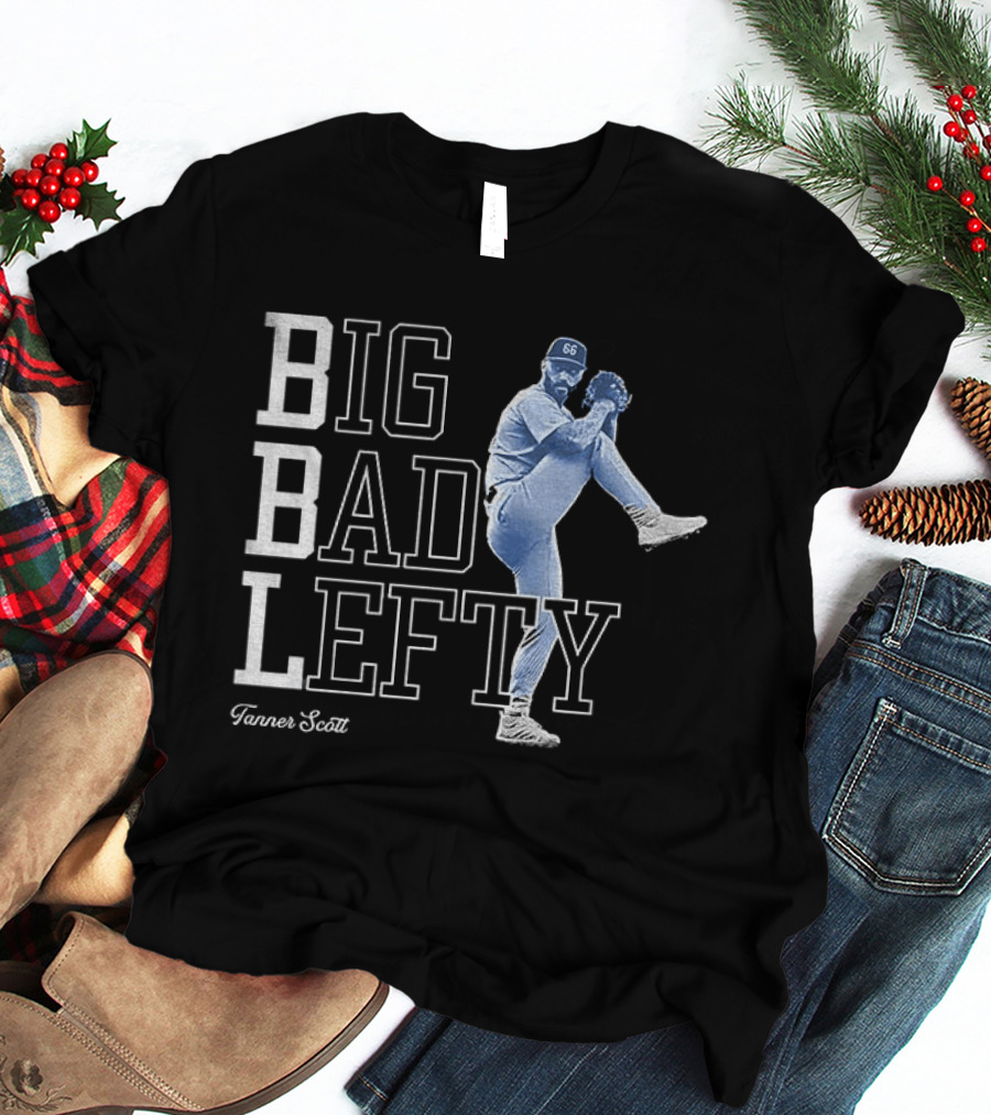 Miguel Rojas Wearing Tanner Scott Big Bad Lefty 66 T-Shirt