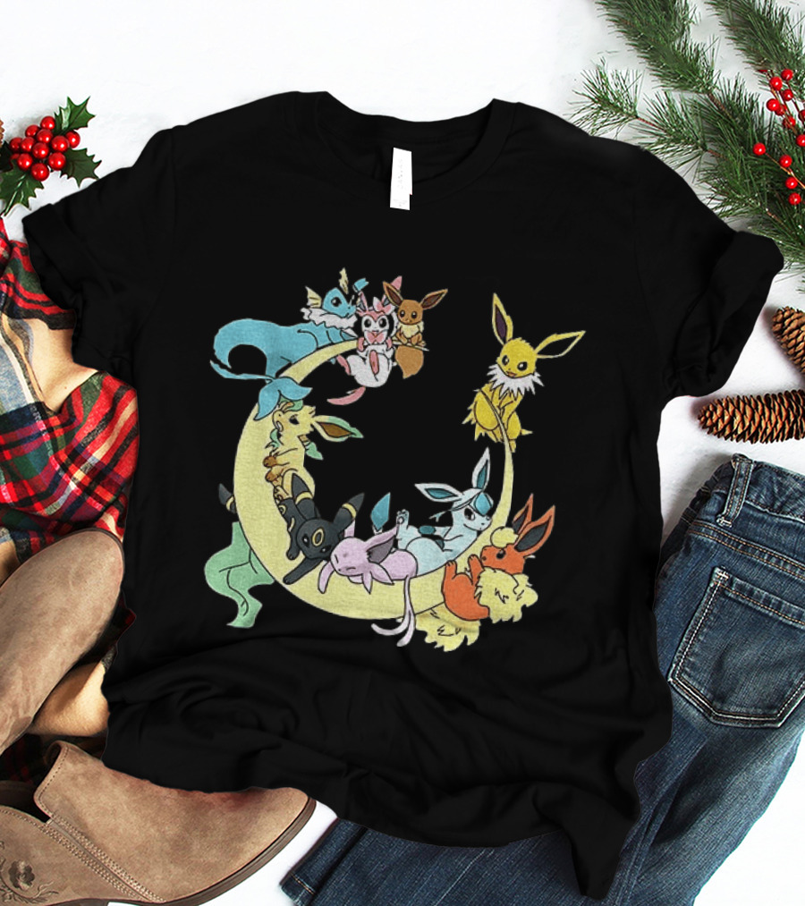 Eevee Evolutions Sylveon Umbreon Flareon Jolteon Vaporeon Espeon Leafeon Glaceon T-Shirt