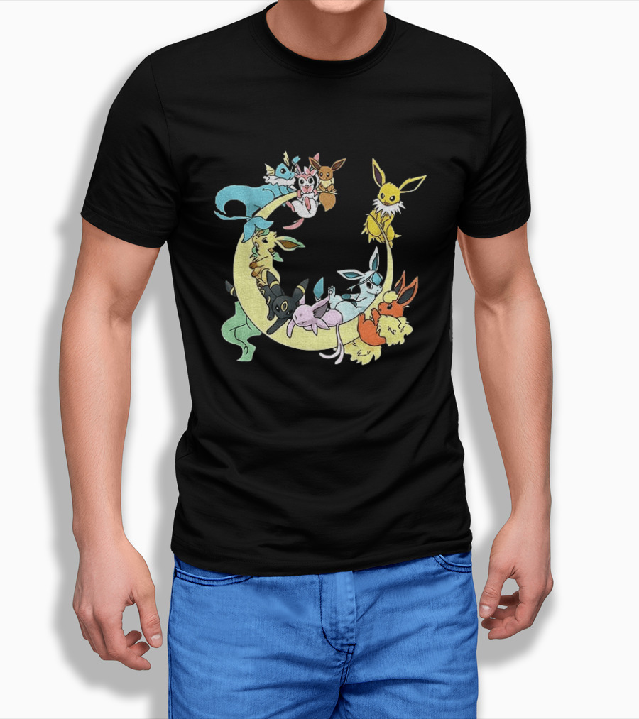 Eevee Evolutions Sylveon Umbreon Flareon Jolteon Vaporeon Espeon Leafeon Glaceon T-Shirt