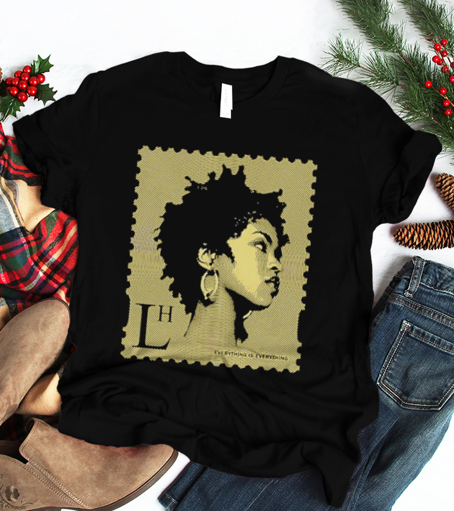 Everything Is Lh Gold Line Afro Woman Stamp T-Shirt