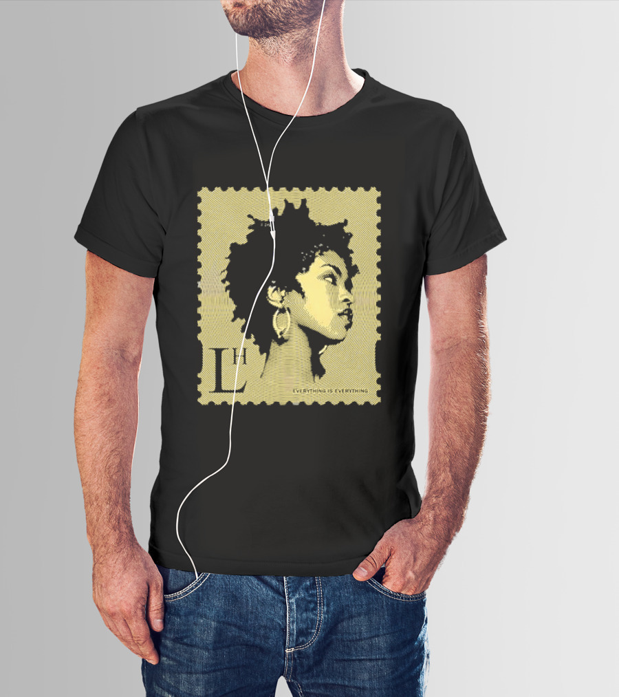 Everything Is Lh Gold Line Afro Woman Stamp T-Shirt