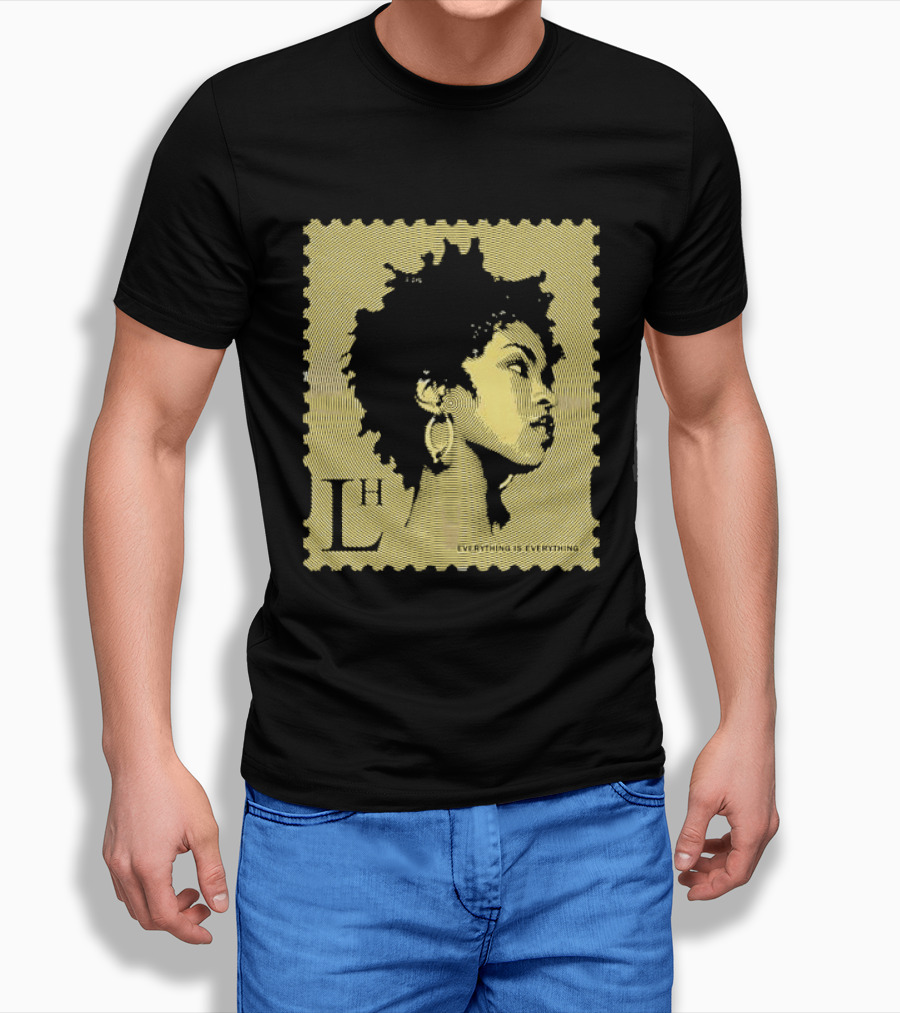 Everything Is Lh Gold Line Afro Woman Stamp T-Shirt