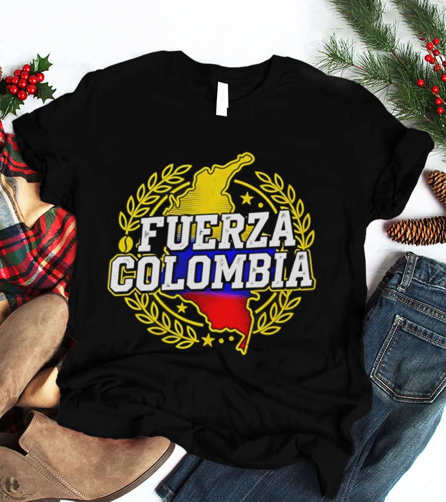Fuerza Colombia Earthquake Relief Support Colombian Pride Map T-Shirt