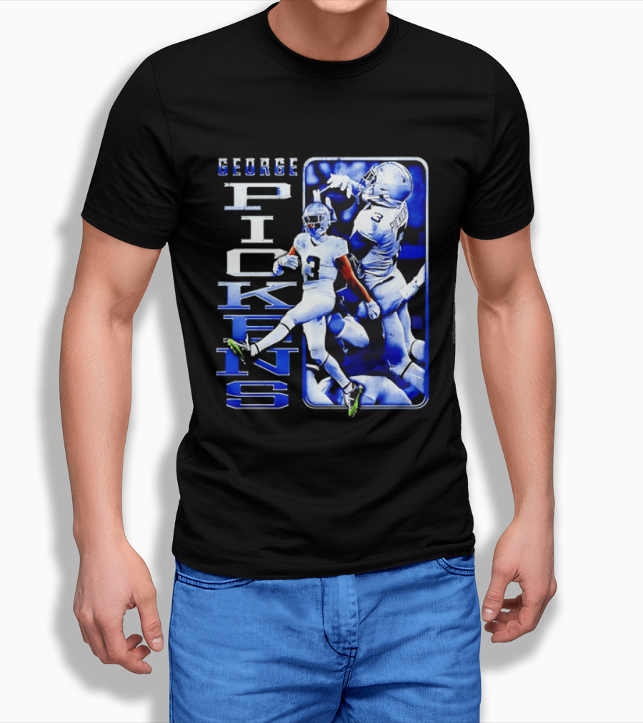 George Pickens Football Catching Collage Blue T-Shirt