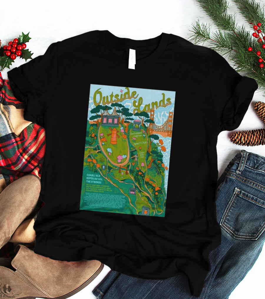 Outside Lands San Francisco August 7 9 2026 Golden Gate Park Charli XCX Rufus Du Sol The Strokes T-Shirt