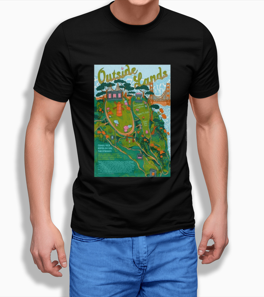 Outside Lands San Francisco August 7 9 2026 Golden Gate Park Charli XCX Rufus Du Sol The Strokes T-Shirt