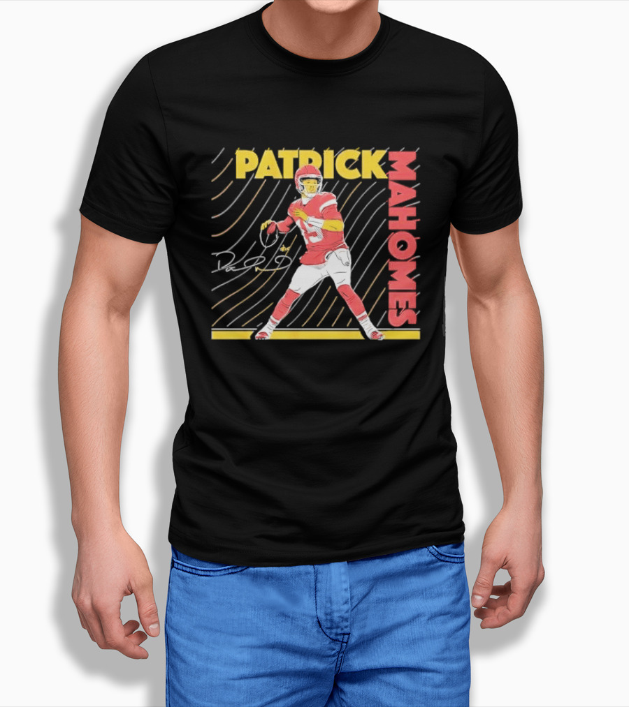 Patrick Mahomes Football Quarterback Signature Wavy Line T-Shirt